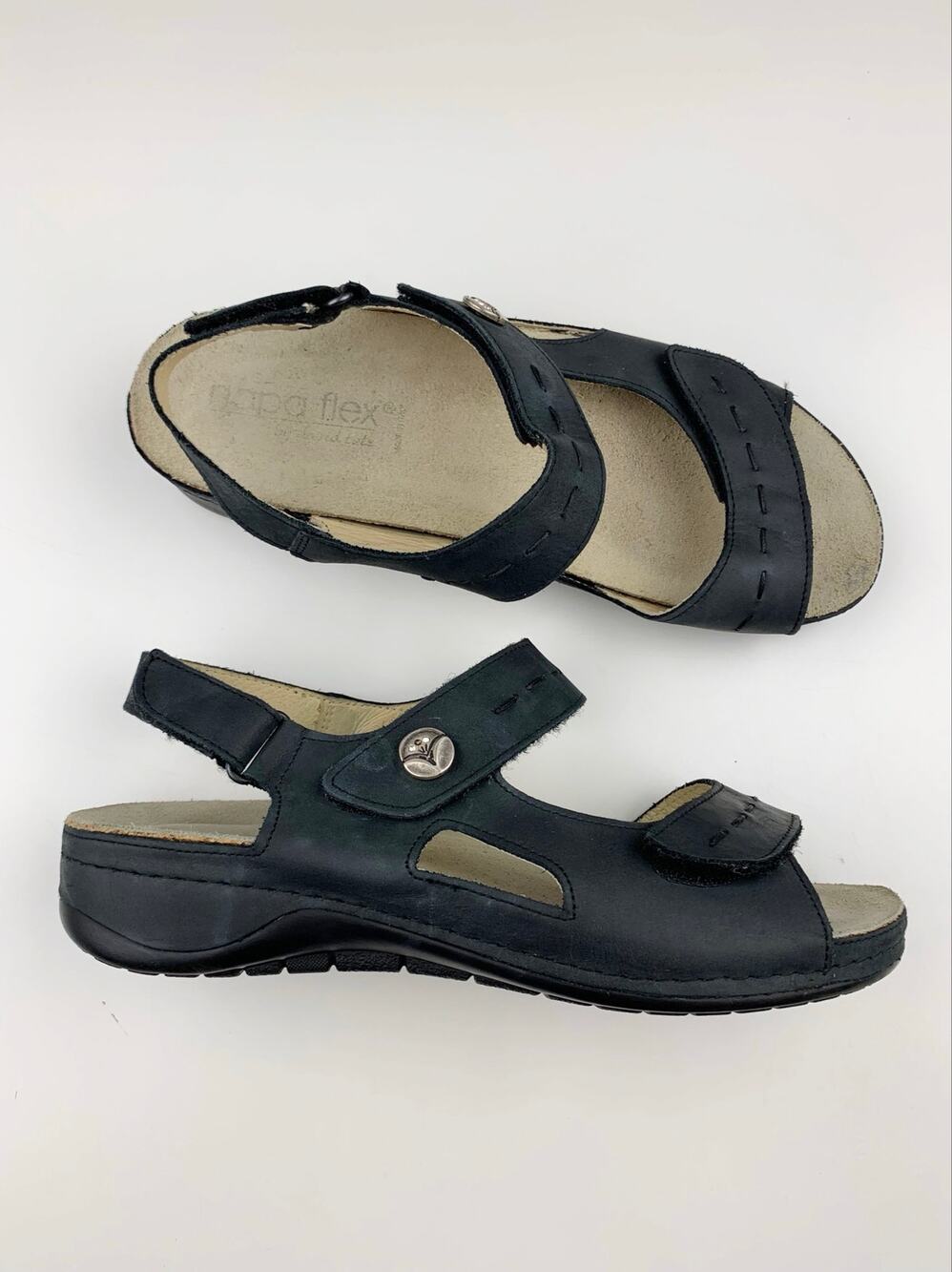 Napa Flex by David Tate Sandals Black Leather Strappy Comfort Women's 39 US 8.5